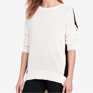 RALPH LAUREN Sweater Hi low Women Size M ivory black.